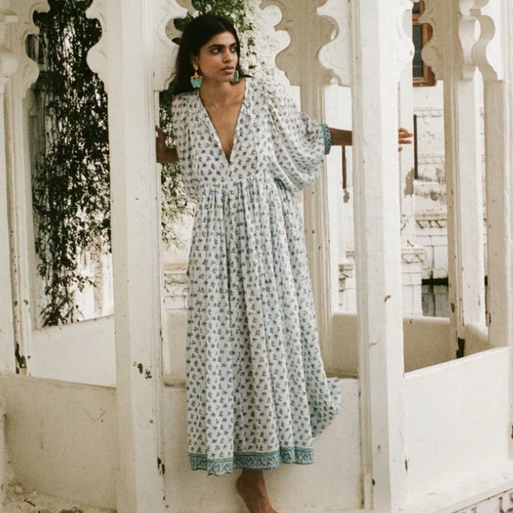 Daughters of India ~ Kyra Maxi Dress in Azure. NWT